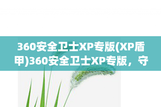 360安全卫士XP专版(XP盾甲)360安全卫士XP专版，守护老旧系统的安全防线