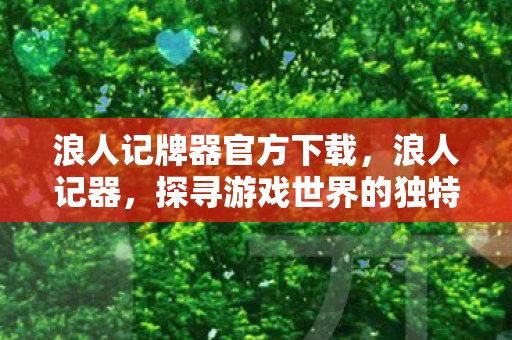 浪人记牌器官方下载，浪人记器，探寻游戏世界的独特魅力