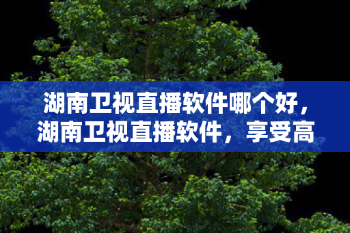 湖南卫视直播软件哪个好，湖南卫视直播软件，享受高清直播，尽在掌握