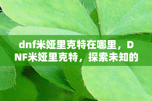 dnf米娅里克特在哪里，DNF米娅里克特，探索未知的冒险之旅