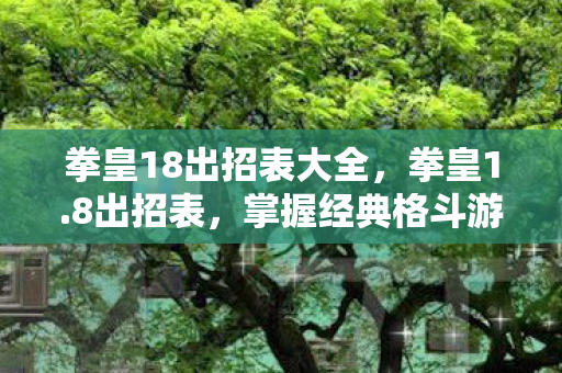 拳皇18出招表大全，拳皇1.8出招表，掌握经典格斗游戏的精髓