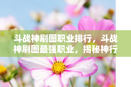 斗战神刷图职业排行，斗战神刷图最强职业，揭秘神行游侠的极致效率