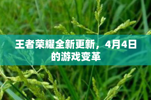 王者荣耀全新更新，4月4日的游戏变革