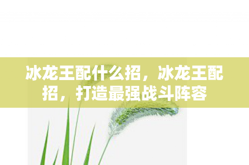 冰龙王配什么招，冰龙王配招，打造最强战斗阵容