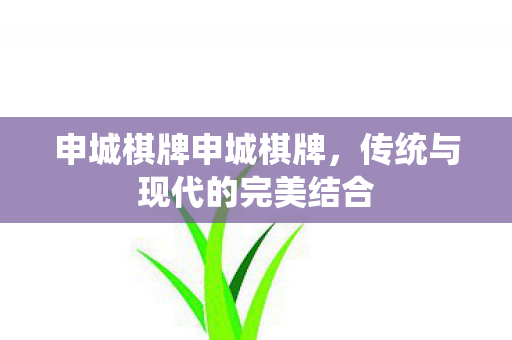 申城棋牌申城棋牌，传统与现代的完美结合
