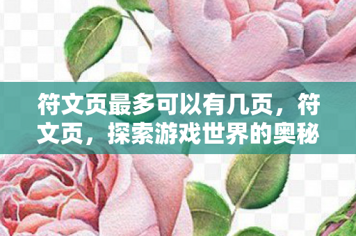 符文页最多可以有几页，符文页，探索游戏世界的奥秘