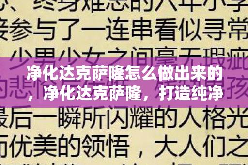 净化达克萨隆怎么做出来的，净化达克萨隆，打造纯净游戏环境的策略与步骤