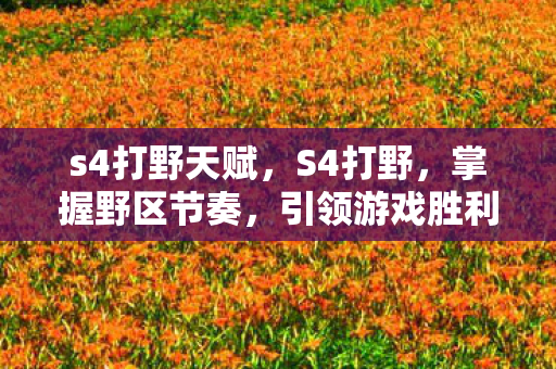 s4打野天赋，S4打野，掌握野区节奏，引领游戏胜利