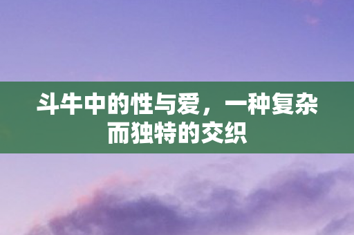 斗牛中的性与爱，一种复杂而独特的交织