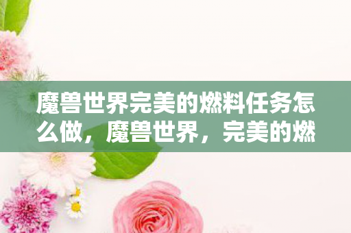 魔兽世界完美的燃料任务怎么做，魔兽世界，完美的燃料—探索游戏世界的无尽可能