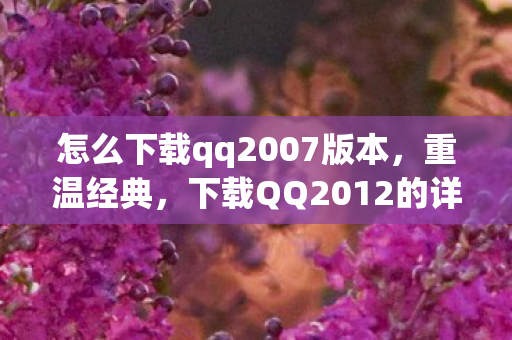 怎么下载qq2007版本,重温经典,下载QQ2012的详细步骤 怎么下载qq2007版本,重温经典,下载QQ2012的详细步骤