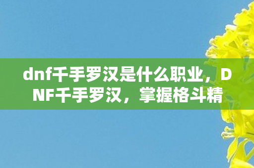 dnf千手罗汉是什么职业,DNF千手罗汉,掌握格斗精髓的勇士 dnf千手罗汉是什么职业,DNF千手罗汉,掌握格斗精髓的勇士