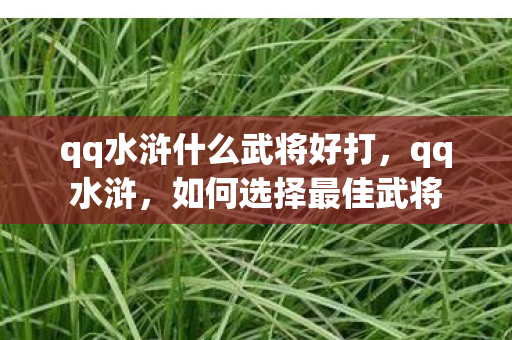 qq水浒什么武将好打,qq水浒,如何选择最佳武将 qq水浒什么武将好打,qq水浒,如何选择最佳武将