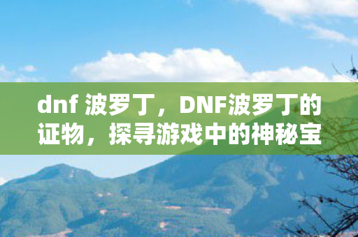 dnf 波罗丁，DNF波罗丁的证物，探寻游戏中的神秘宝藏