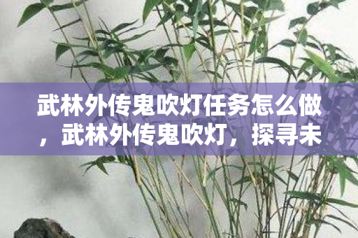 武林外传鬼吹灯任务怎么做，武林外传鬼吹灯，探寻未知世界的神秘之旅