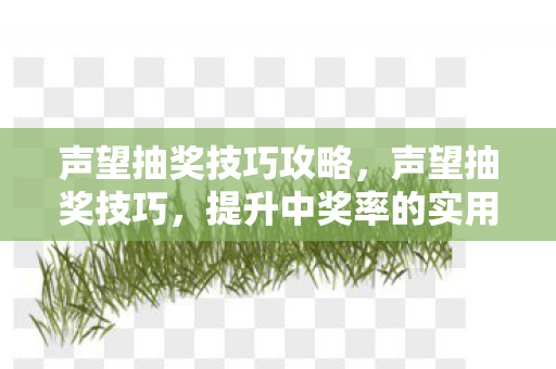 声望抽奖技巧攻略，声望抽奖技巧，提升中奖率的实用策略