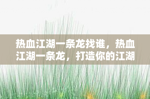 热血江湖一条龙找谁，热血江湖一条龙，打造你的江湖梦