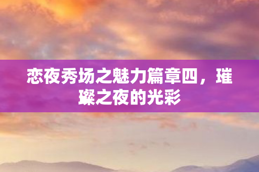 恋夜秀场之魅力篇章四，璀璨之夜的光彩