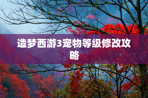 造梦西游3宠物等级修改攻略 造梦西游3宠物等级修改攻略