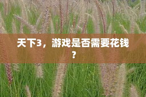 天下3,游戏是否需要花钱? 天下3,游戏是否需要花钱?