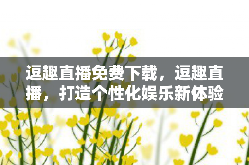 逗趣直播免费下载，逗趣直播，打造个性化娱乐新体验