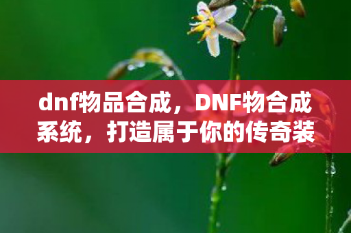 dnf物品合成，DNF物合成系统，打造属于你的传奇装备