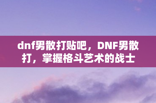 dnf男散打贴吧，DNF男散打，掌握格斗艺术的战士