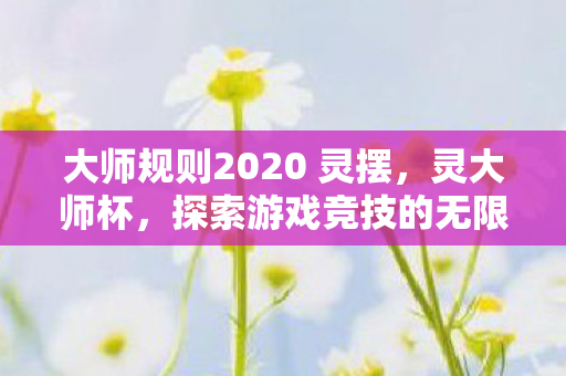 大师规则2020 灵摆,灵大师杯,探索游戏竞技的无限可能 大师规则2020 灵摆,灵大师杯,探索游戏竞技的无限可能