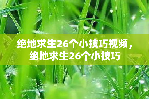 绝地求生26个小技巧视频，绝地求生26个小技巧