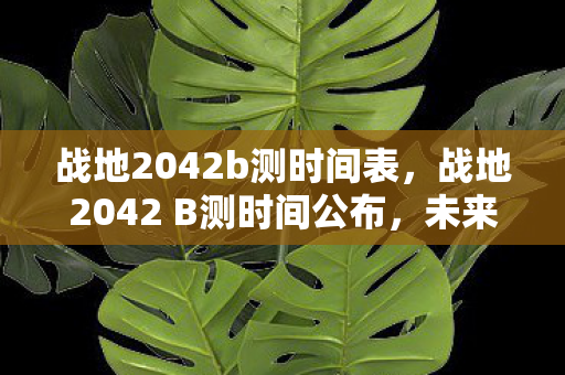 战地2042b测时间表,战地2042 B测时间公布,未来战争体验即将开启 战地2042b测时间表,战地2042 B测时间公布,未来战争体验即将开启