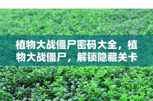 植物大战僵尸密码大全，植物大战僵尸，解锁隐藏关卡与神秘道具的密码大全