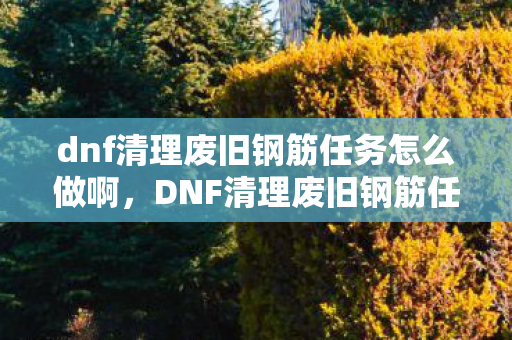 dnf清理废旧钢筋任务怎么做啊，DNF清理废旧钢筋任务全攻略