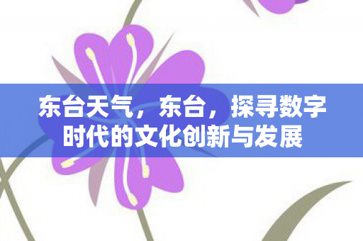 东台天气,东台,探寻数字时代的文化创新与发展 东台天气,东台,探寻数字时代的文化创新与发展