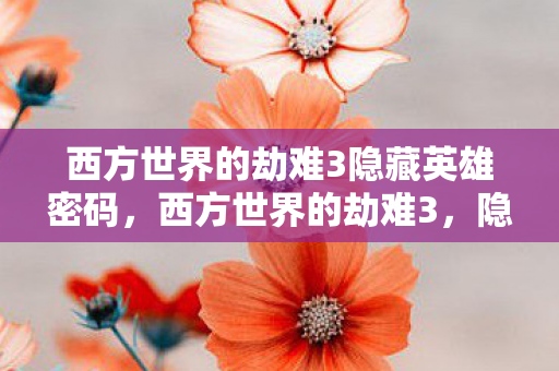 西方世界的劫难3隐藏英雄密码，西方世界的劫难3，隐藏英雄揭秘