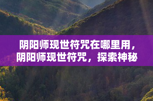 阴阳师现世符咒在哪里用，阴阳师现世符咒，探索神秘世界的钥匙