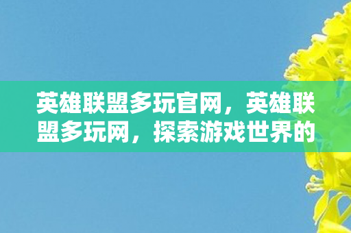 英雄联盟多玩官网，英雄联盟多玩网，探索游戏世界的无限可能