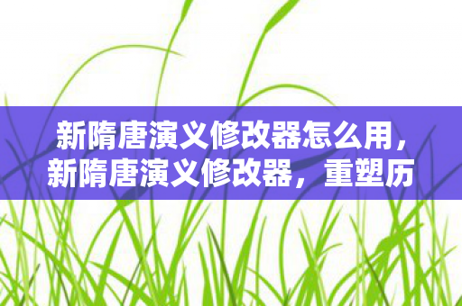 新隋唐演义修改器怎么用,新隋唐演义修改器,重塑历史风云的奇幻之旅 新隋唐演义修改器怎么用,新隋唐演义修改器,重塑历史风云的奇幻之旅