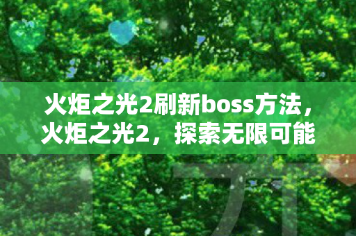 火炬之光2刷新boss方法，火炬之光2，探索无限可能的刷怪之旅