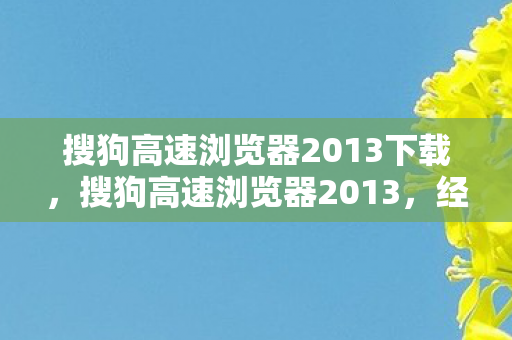 搜狗高速浏览器2013下载，搜狗高速浏览器2013，经典重现，极速体验