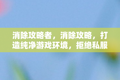 消除攻略者，消除攻略，打造纯净游戏环境，拒绝私服诱惑