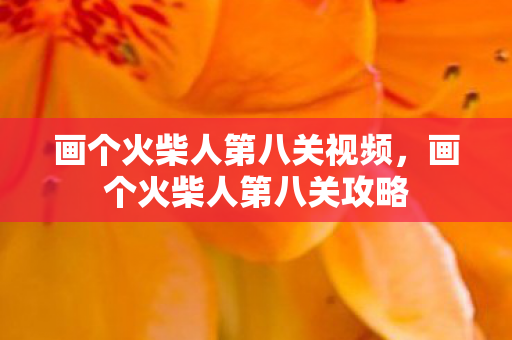 画个火柴人第八关视频,画个火柴人第八关攻略 画个火柴人第八关视频,画个火柴人第八关攻略