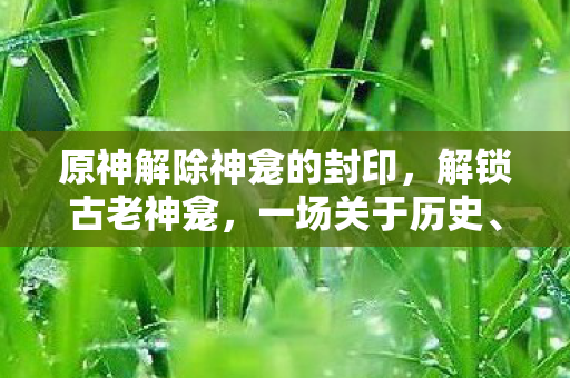 原神解除神龛的封印，解锁古老神龛，一场关于历史、文化与传承的探险