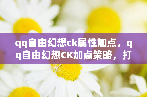 qq自由幻想ck属性加点，qq自由幻想CK加点策略，打造高效战斗角色