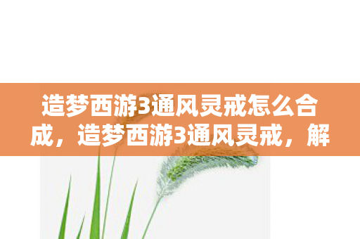 造梦西游3通风灵戒怎么合成，造梦西游3通风灵戒，解锁神秘力量的必备神器