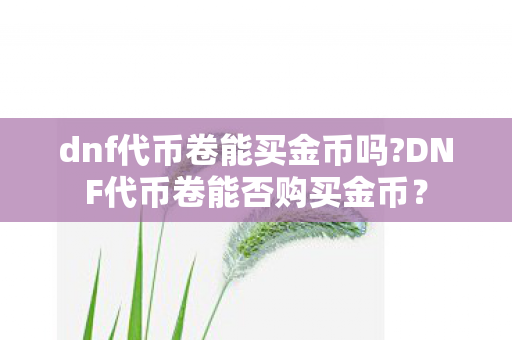 dnf代币卷能买金币吗?DNF代币卷能否购买金币？
