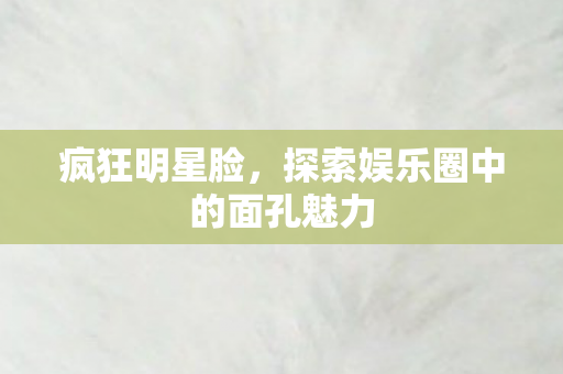 疯狂明星脸，探索娱乐圈中的面孔魅力