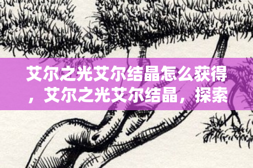 艾尔之光艾尔结晶怎么获得，艾尔之光艾尔结晶，探索游戏内经济系统的奥秘