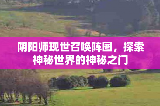 阴阳师现世召唤阵图，探索神秘世界的神秘之门