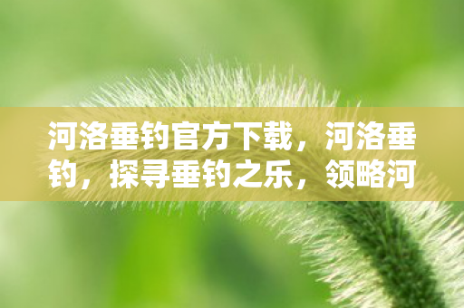 河洛垂钓官方下载，河洛垂钓，探寻垂钓之乐，领略河洛风情