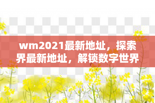 wm2021最新地址，探索界最新地址，解锁数字世界的无限可能